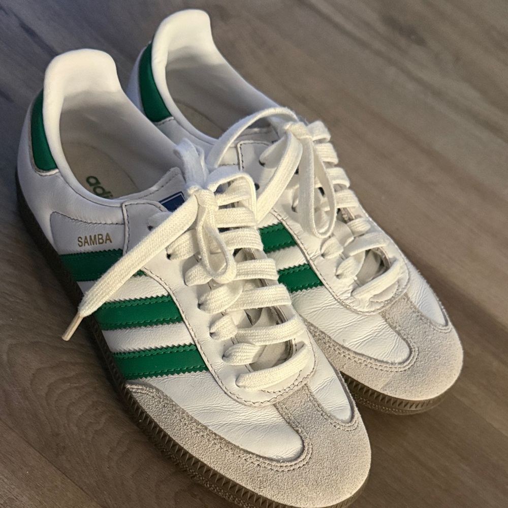 Adidas Samba White and Green Trainers